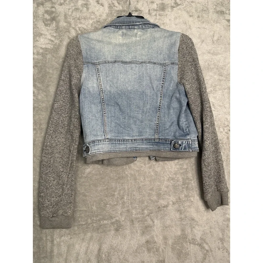 Cache Cache Denim Spirit Girls‎ Denim Jacket Size 3 Knit Sleeve Jean Jacket
